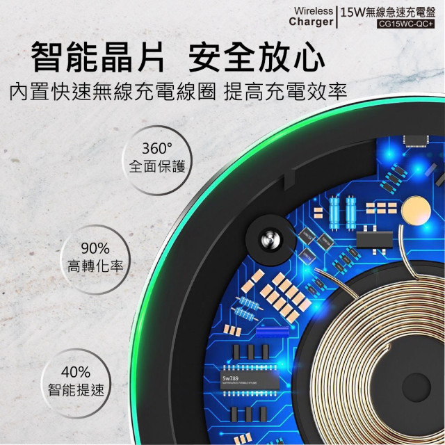 15W快充無線充電盤